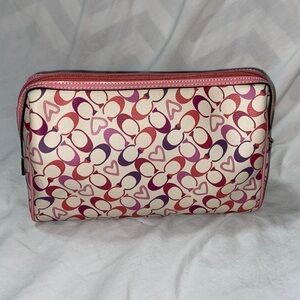 Vintage Gorgeous Coach Heritage Tattersall Bias Hearts logo cosmetic bag